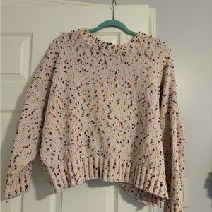 Entro Cream Knit Sweater with Colorful Accents